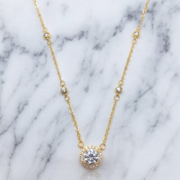 "Camden" 925 Lab Diamond Gold Necklace - Picture 1 of 1